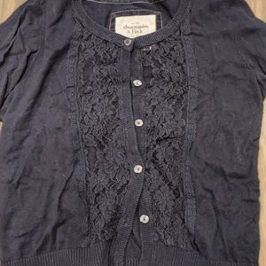 Abercrombie & Fitch Navy Cardigan with Lace Front. Sz M